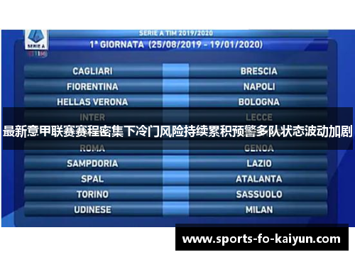 最新意甲联赛赛程密集下冷门风险持续累积预警多队状态波动加剧
