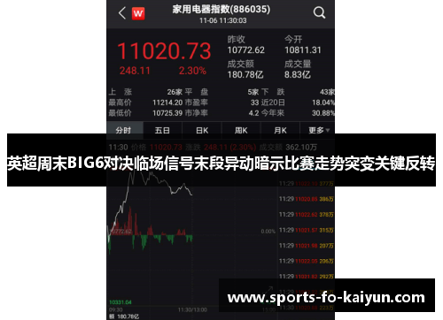 英超周末BIG6对决临场信号末段异动暗示比赛走势突变关键反转